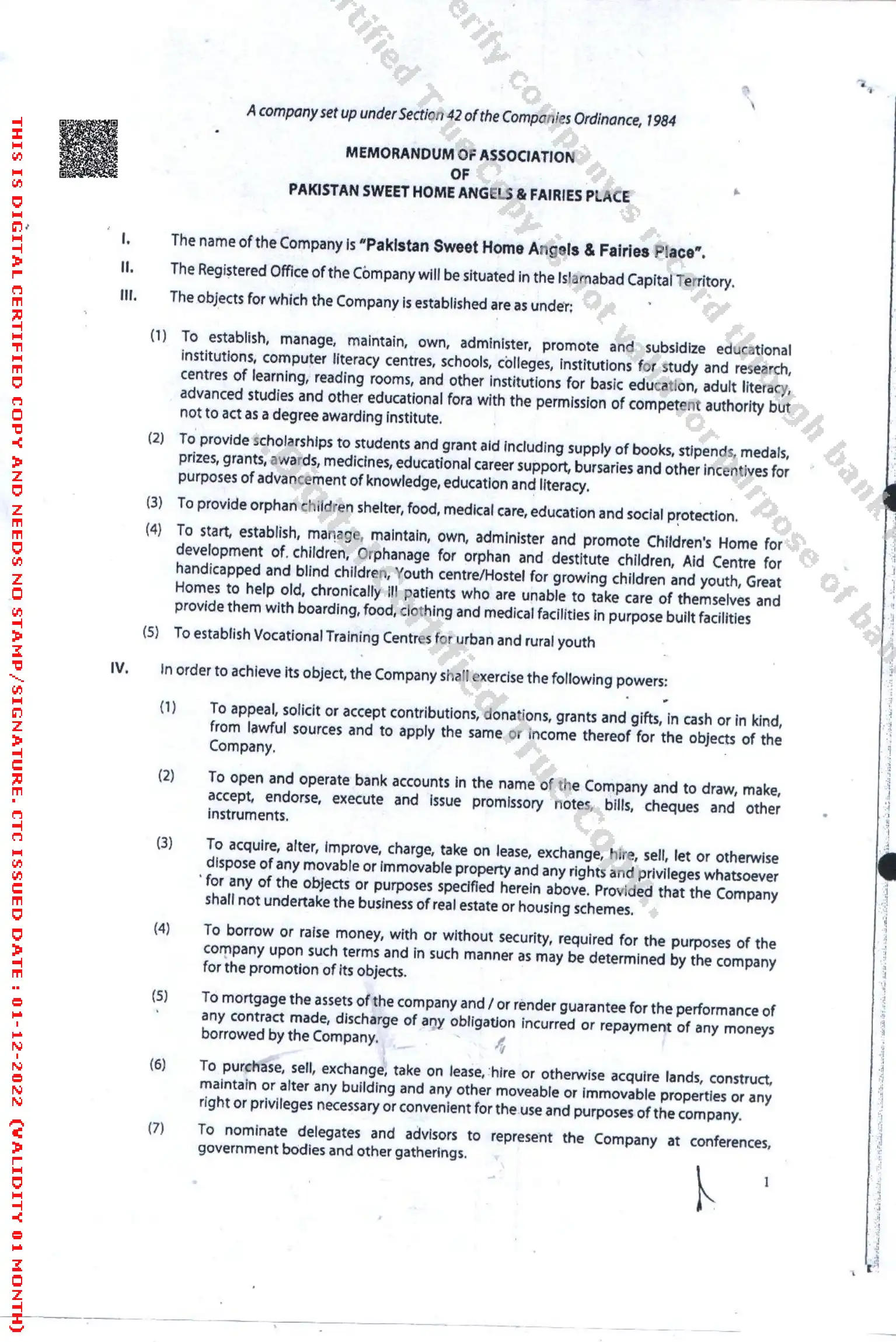 MOA – Memorandum of Association