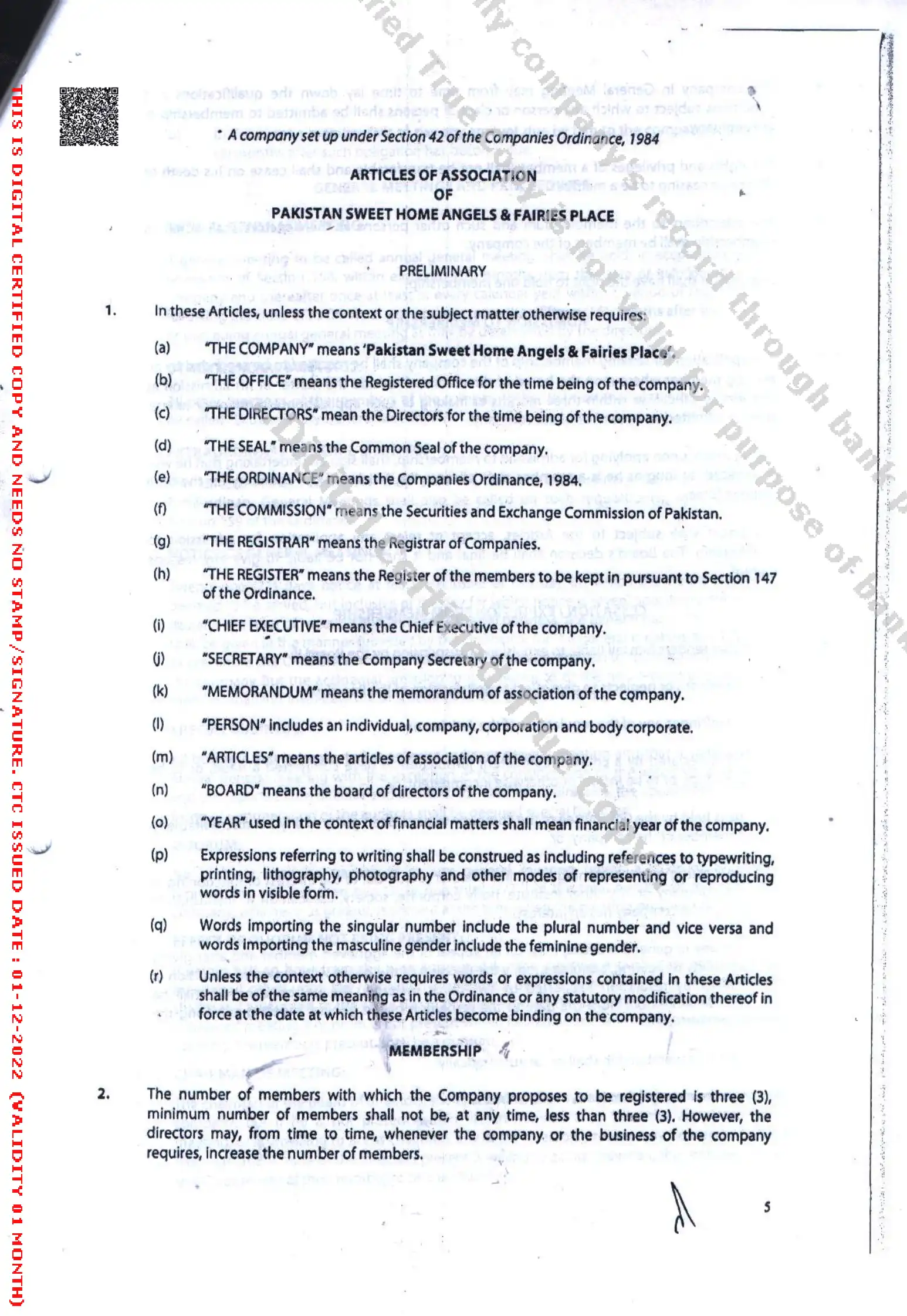 AOA – Article of Association