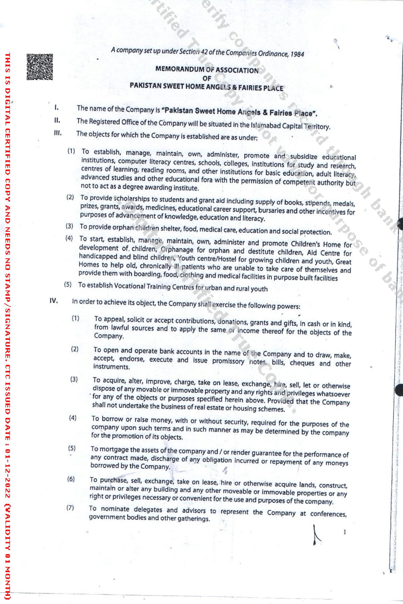 MOA - Memorandum of Association